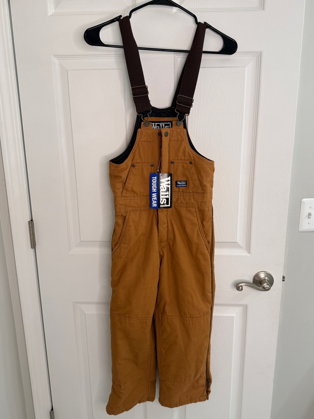 Walls Tough Wear Youth Insulated Bib Overalls Brown Size 8/10 Medium NWT Workwea